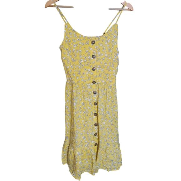 Japna Womens Yellow Ditsy Floral Button Front NWT Sun Dress Size M - Picture 7 of 7